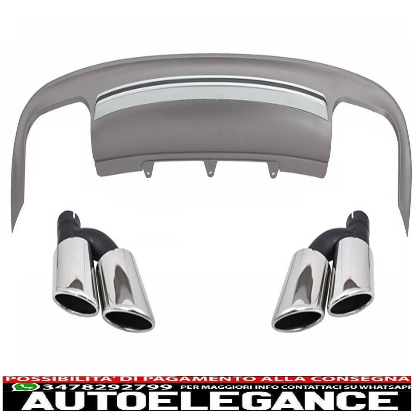Diffusore mantovana paraurti posteriore adatto per audi a5 8t 4 porte (2012-2015) restyling con terminali di scarico terminali di scarico design s5