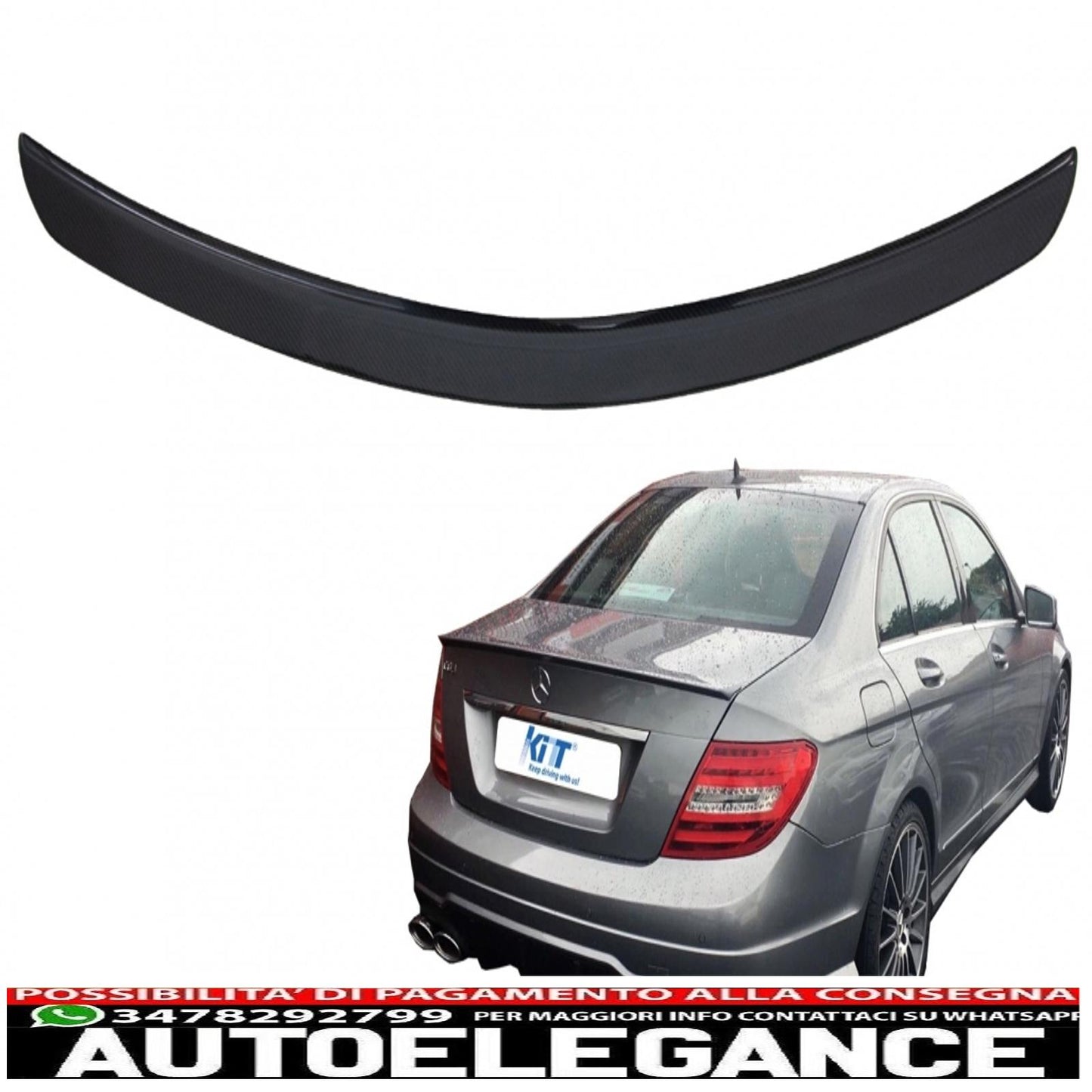 trunk spoiler suitable for mercedes c-class w204 limousine (2007-2014) real carbon design 