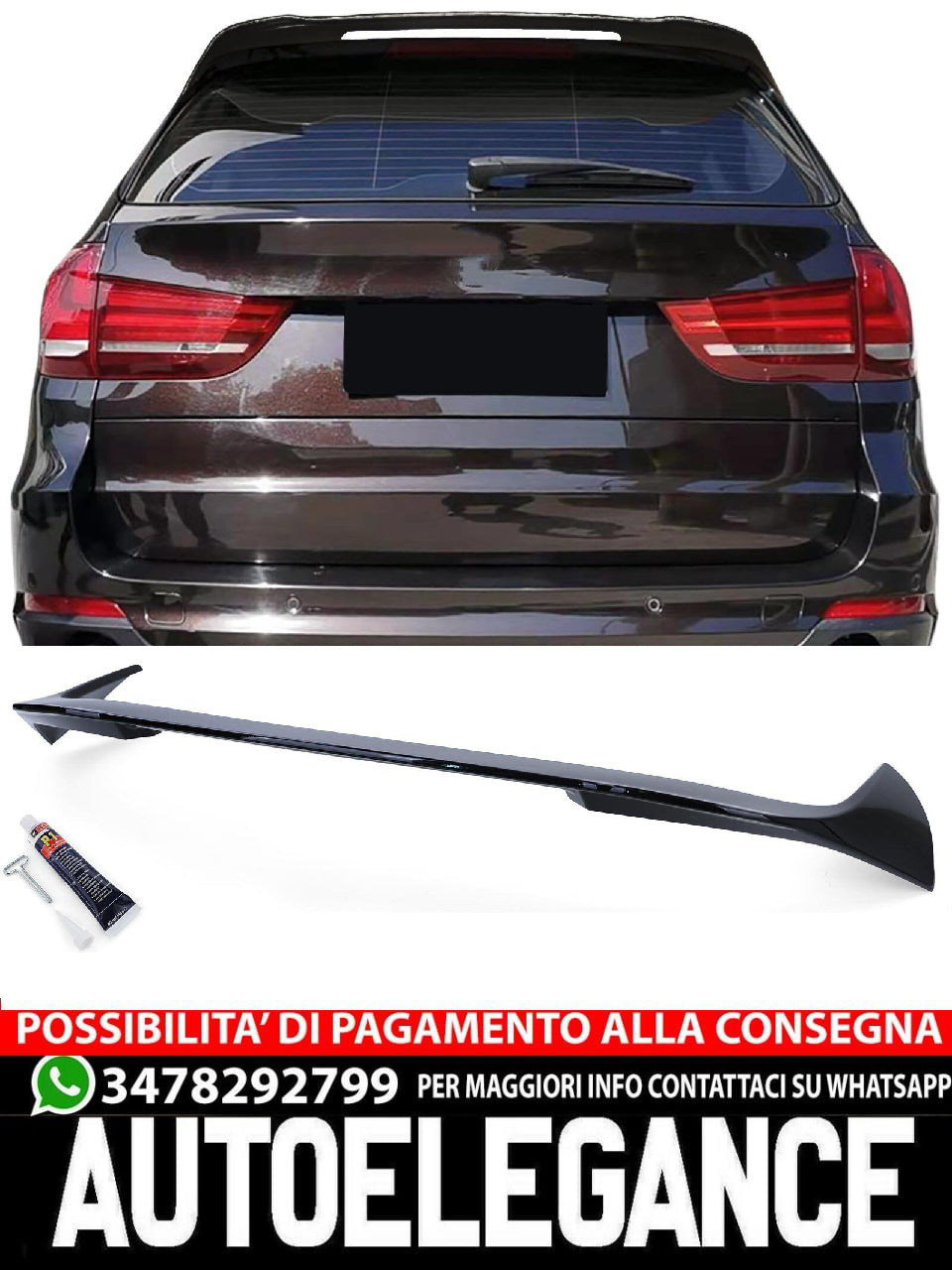 Aftermarket Gloss Black Sport Version Rear Roof Spoiler Compatible with BMW X5 F15 13-18 