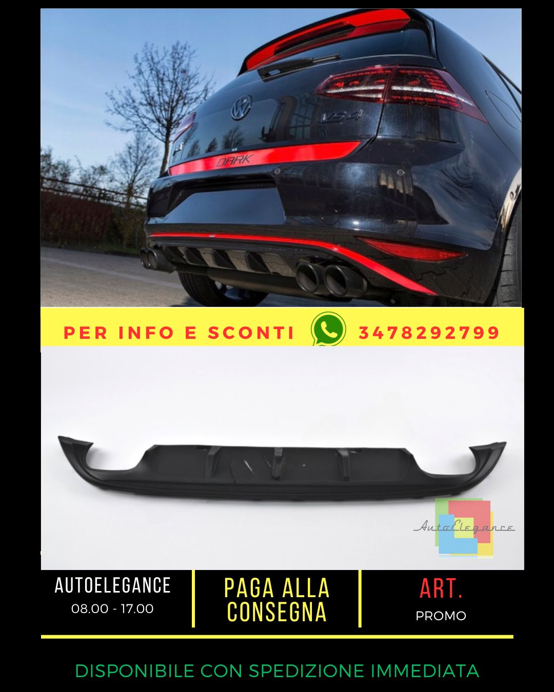 🔥DIFFUSORE ADATTO PER VW GOLF 7 2012-2020🔥
