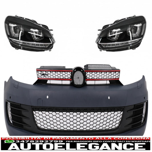 paraurti anteriore con fari dx led drl luce di svolta scorrevole cromato adatto per vw golf vi 6 (2008-2013) gti u design