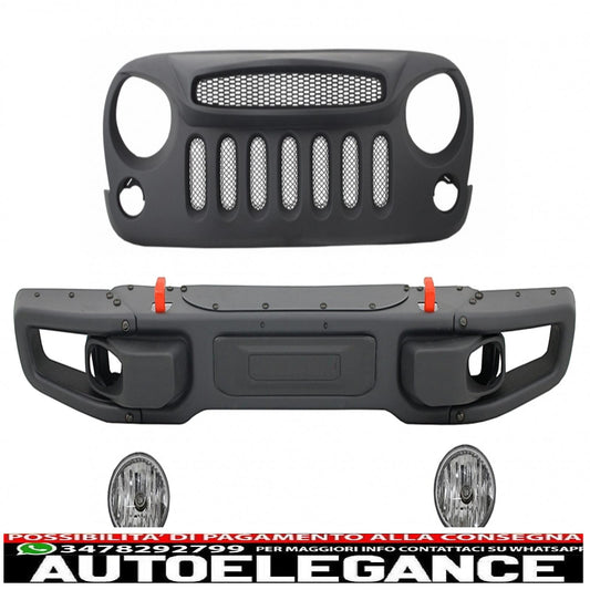 Paraurti anteriore in metallo con griglia anteriore centrale maschera spettro adatta per Jeep Wrangler / Rubicon JK (2007-2017) 10° anniversario in stile hard rock