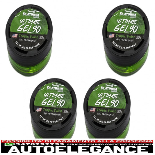 Paradise Fresh Air Ultimate gel deodorante per ambienti serie Platinum elimina odori 4 vasetti Tropic Twist
