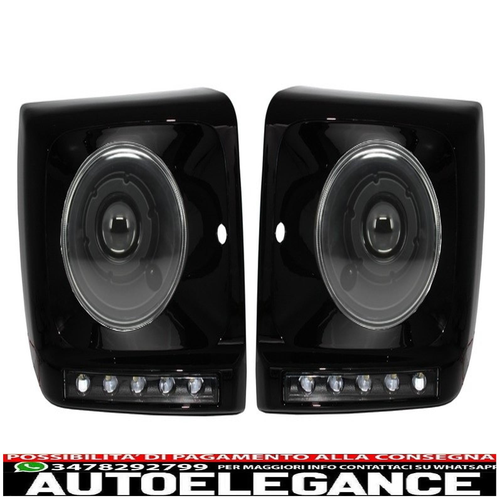 Coprifari neri led drl adatti per mercedes classe g w463 (1989-2012) g65 design con fari bi-xeno AUTOELEGANCERICAMBI