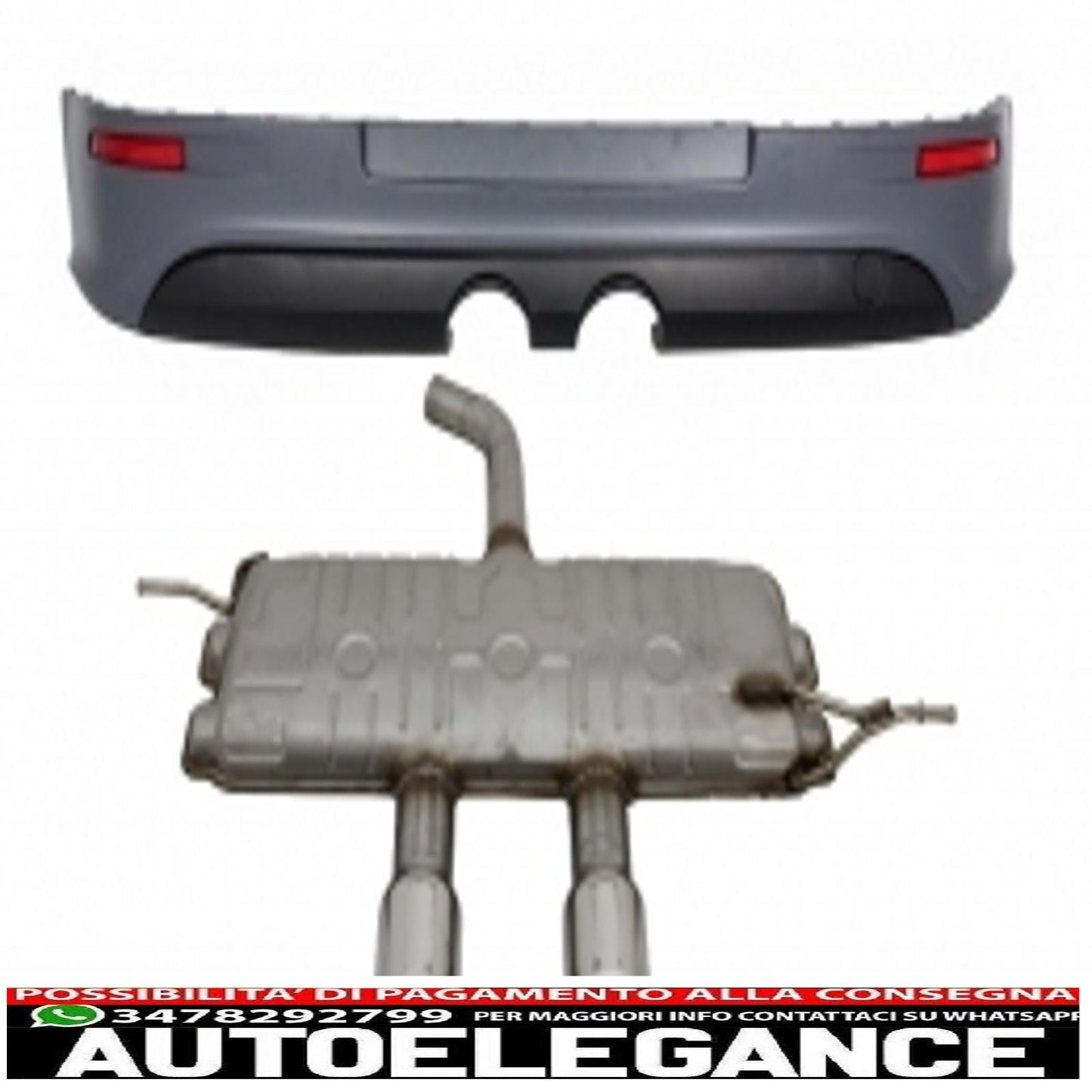 rear bumper extension suitable for vw golf 5 v (2003-2007) r32 look and complete exhaust system catback muffler