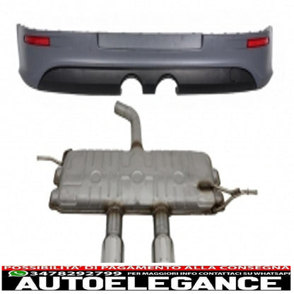rear bumper extension suitable for vw golf 5 v (2003-2007) r32 look and complete exhaust system catback muffler