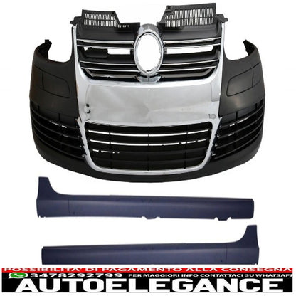 paraurti anteriore adatto per vw golf v 5 (2003-2007) minigonne laterali griglia cromata look r32