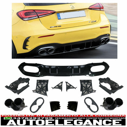 diffusore + mascherine scarico 2x2 nero amg opt per mercedes w177 berlina compatta-mostra il titolo originaletesto originalediffusor + auspuffblenden 2x2 schwarz amg opt für mercedes w177 kompaktlimousine