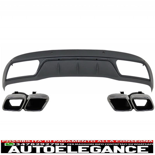 diffusore paraurti posteriore con terminali di scarico adatto per mercedes classe c w205 s205 (2014-2018) c63 look shadow nero e cromato per paraurti standard