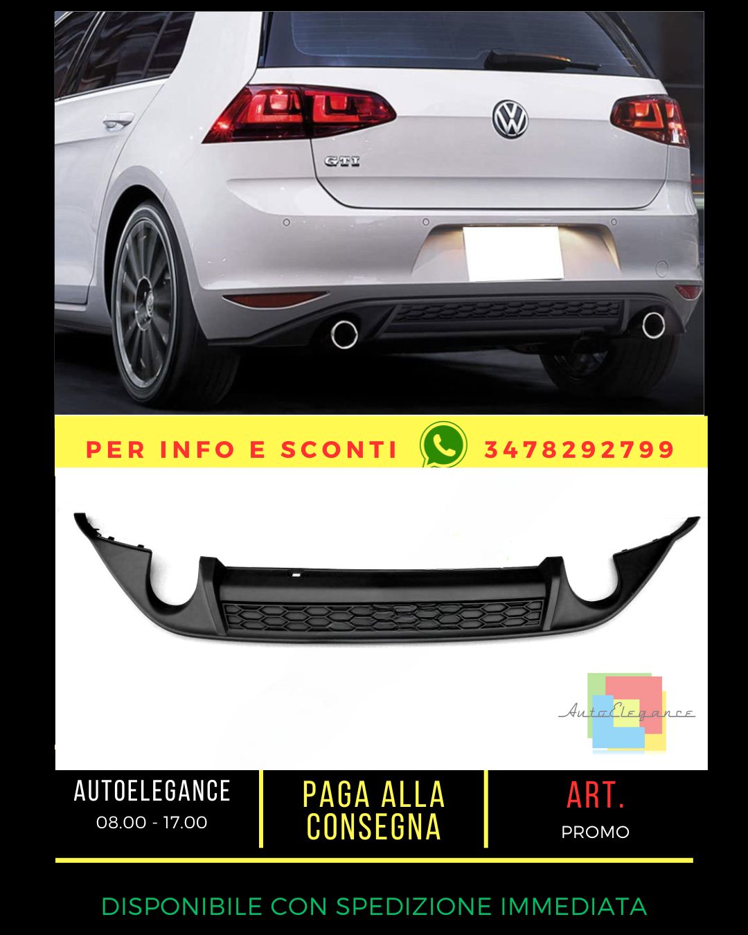 🔥DIFFUSORE ADATTO PER VW GOLF 7 2012-2016🔥