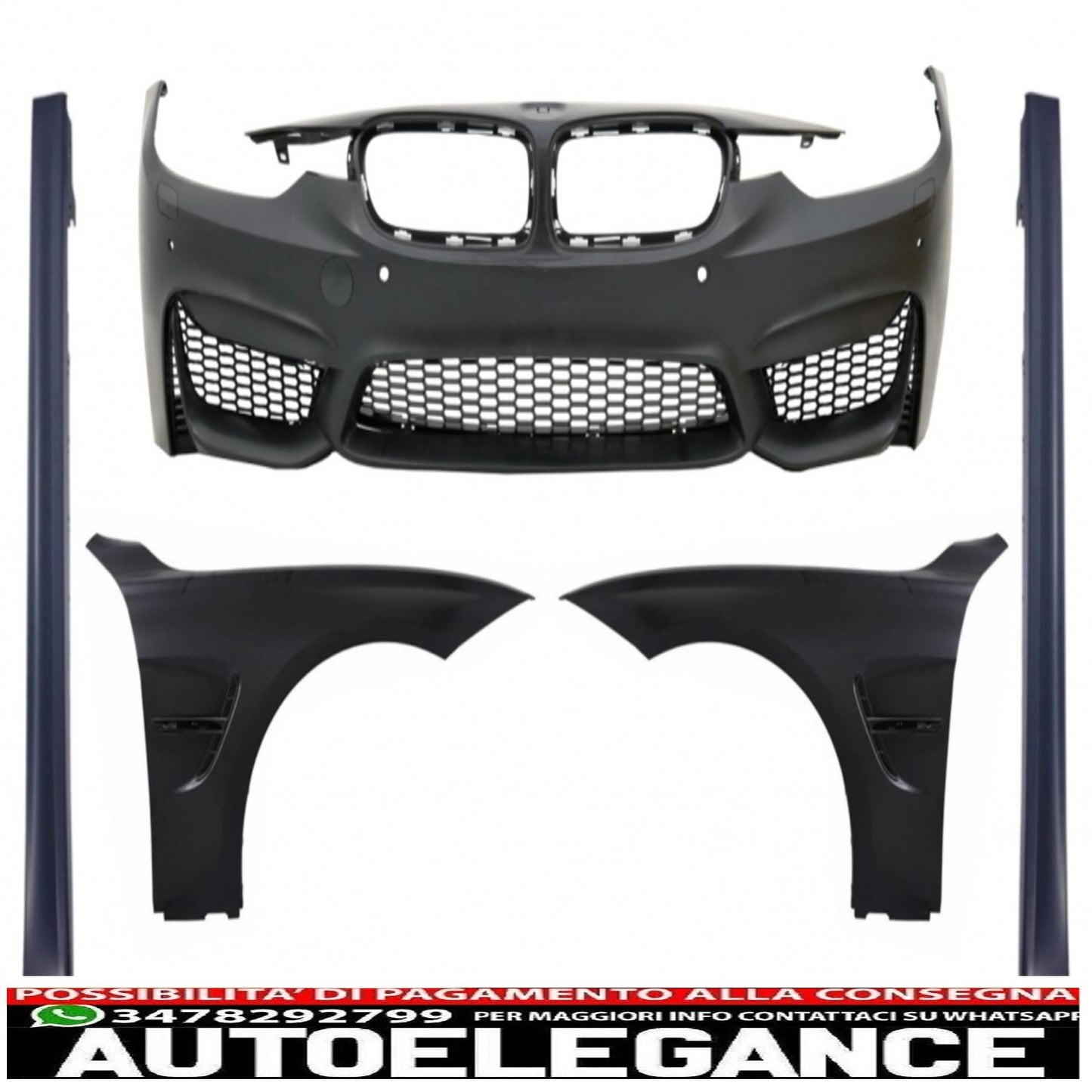 paraurti anteriore con parafanghi anteriori e minigonne laterali adatto per bmw serie 3 f30 f31 non lci e lci (2011-2018) m3 sport evo design