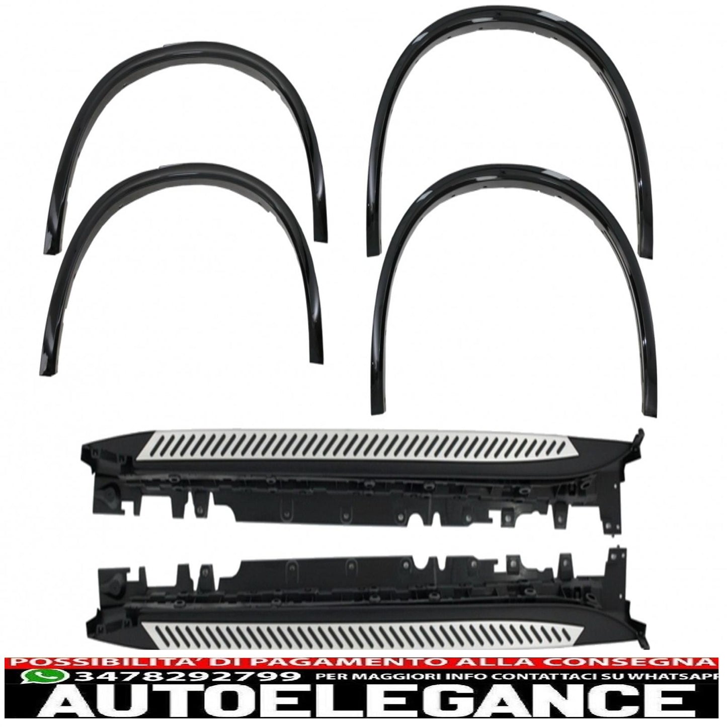 parafanghi passaruota adatti per bmw x5 f15 (2014-2018) piano nero e pedane