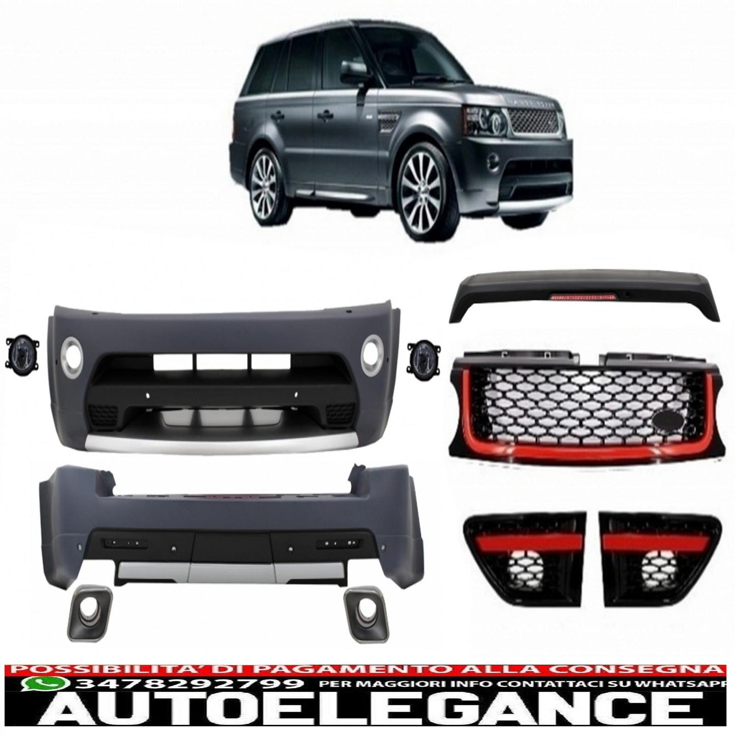 body kit suitable for land rover sport l320 restyling (2009-2013) design autobiography edition black grille red
