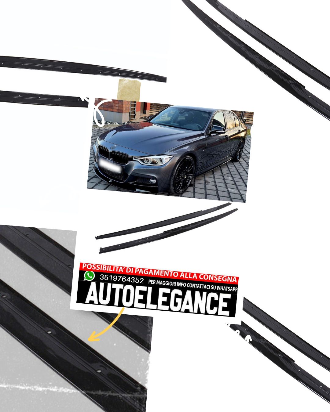 Minigonne laterali adatto per BMW Serie 3 F30 M-Sport nero