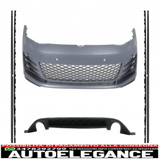 kit carrozzeria adatto per vw golf 7 vii (2013-2016) minigonne laterali look gti con diffusore posteriore