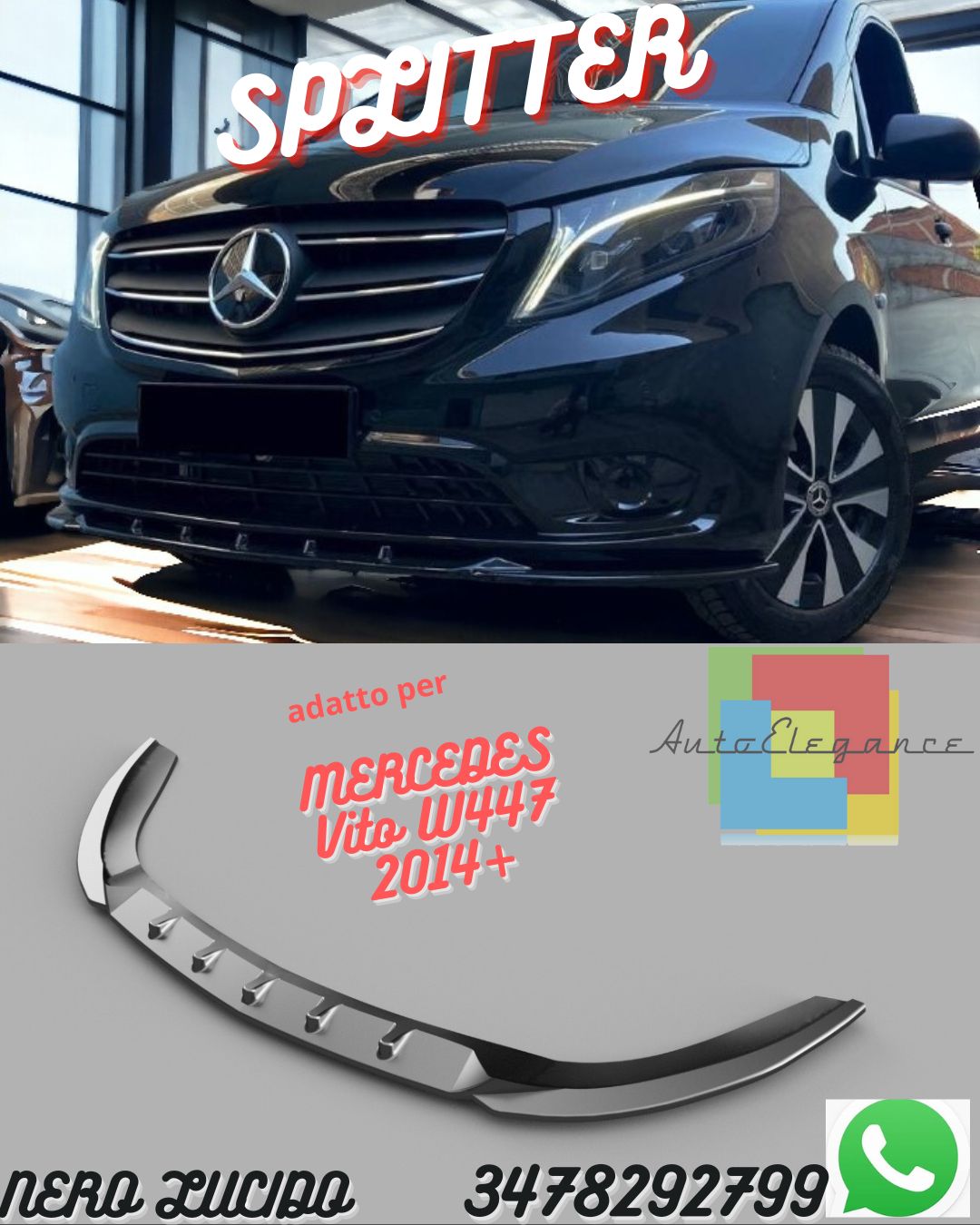Splitter Anteriore MERCEDES Vito W447 2014+ Con ABE TÜV