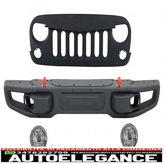 Paraurti anteriore in metallo con griglia anteriore centrale adatto per Jeep Wrangler / Rubicon JK (2007-2017) 10° anniversario in stile hard rock