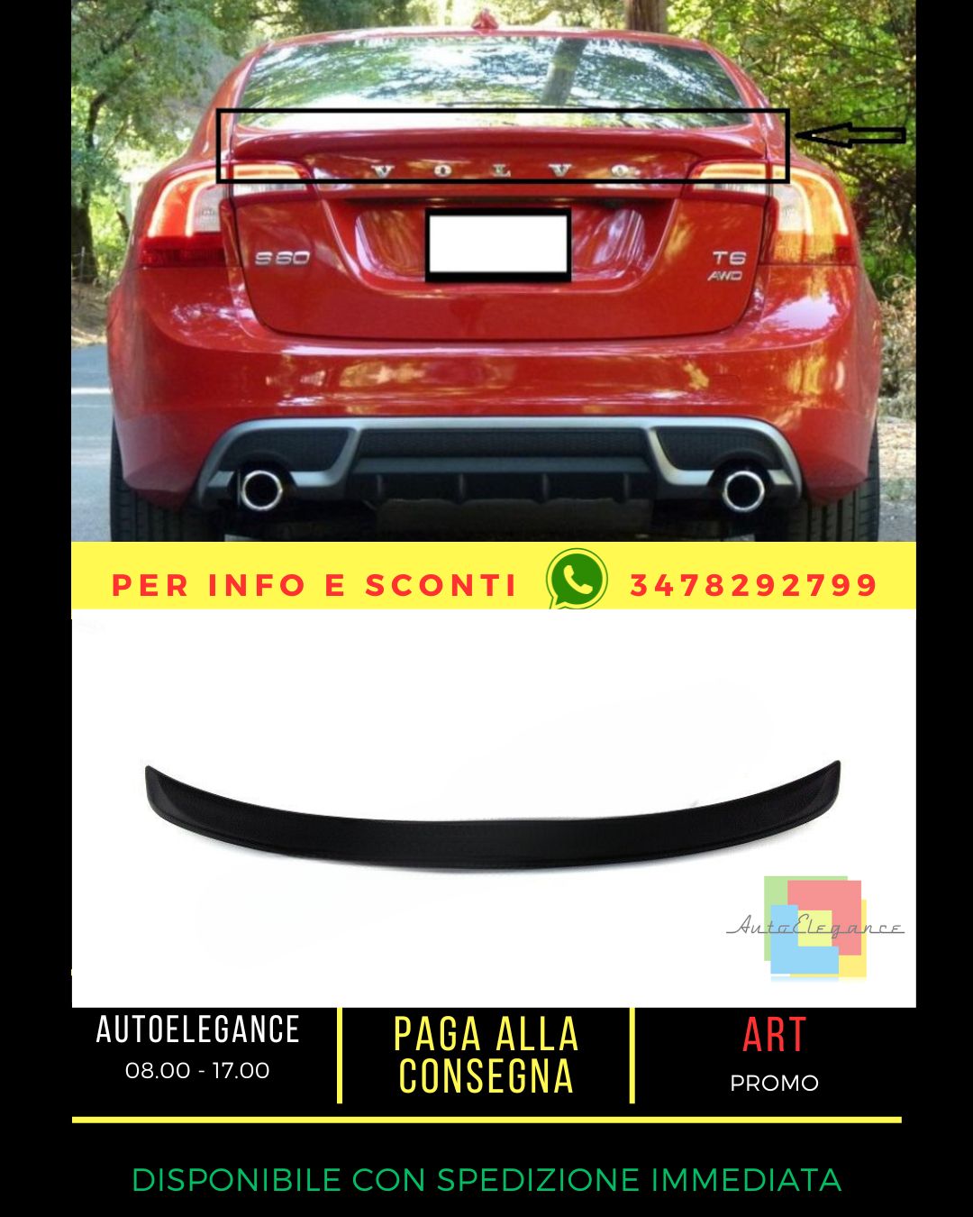 🔥SPOILER ADATTO PER VOLVO S60 2010-2018🔥