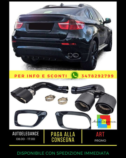 Carbon Fiber Double Pipe Exhaust Tips For BMW X6 E71 30d 40d 10-14