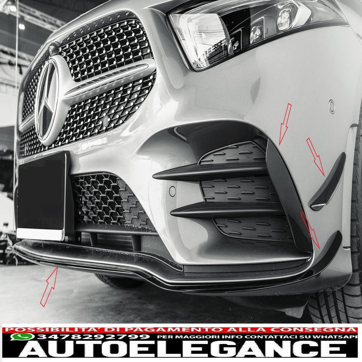 amg ottica aero flaps nero anteriore per mercedes w177 classe a-mostra il titolo originaletesto originaleamg optik aero flaps schwarz vorne für mercedes w177 a-klasse AUTOELEGANCERICAMBI
