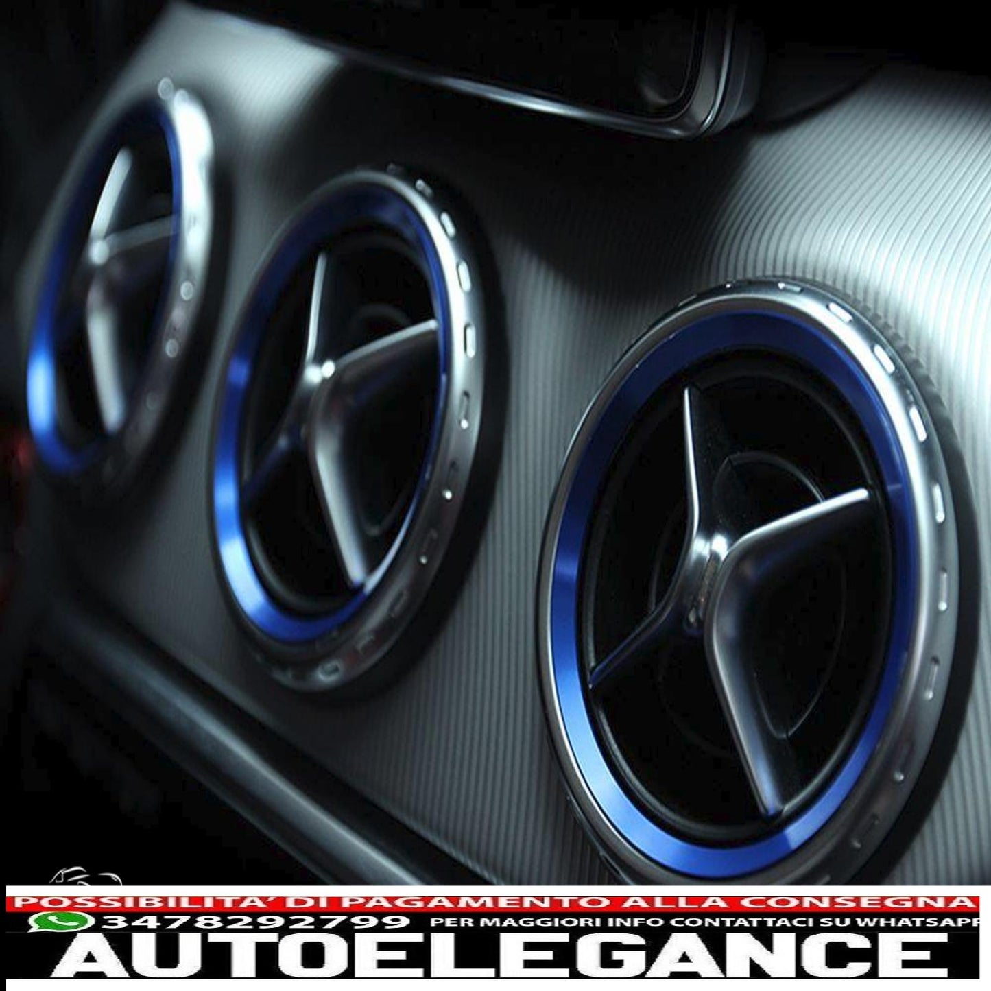 anelli decorativi telaio ventilazione ugelli aria amg ottica blu for mercedes a b cla e gla-mostra il titolo originaletesto originalezierringe frame ventilazione prese d'aria amg optics blue for mercedes a b cla e gla AUTOELEGANCERICAMBI