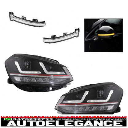 osram full led headlights with dynamic mirror indicators full led ledriving suitable for vw golf 7.5 facelift (2017-2020) gti look upgrade for halogens with dynamic sequential cornering lights 