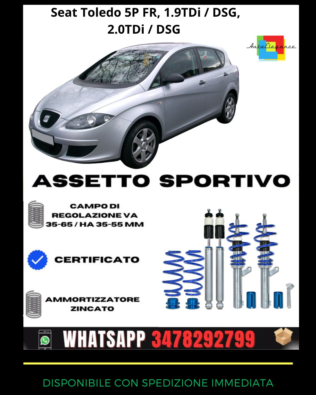 🔥Assetto sportivo adatto per Seat Toledo 5P FR, 1.9TDi / DSG, 2.0TDi / DSG🔥
