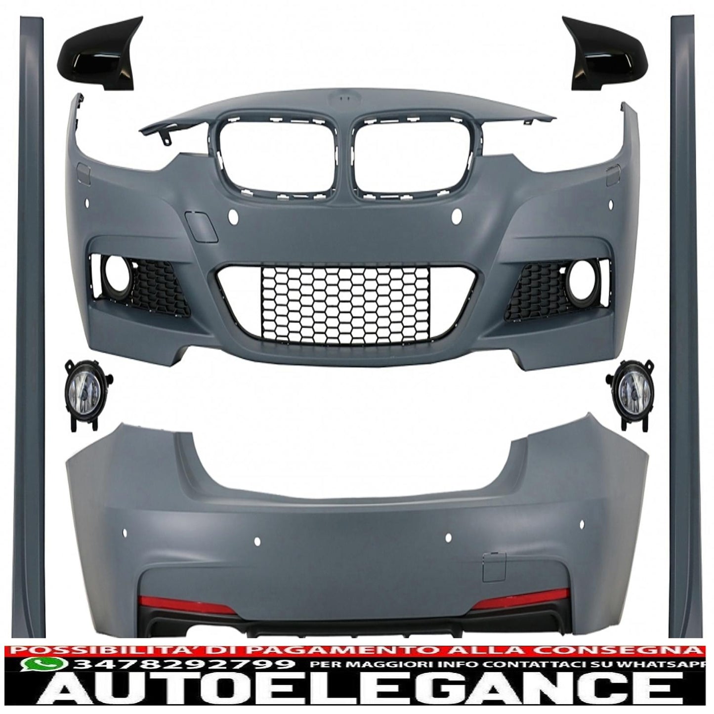 body kit with fog lamps and mirror caps suitable for bmw 3 series f30 (2011-2019) m-technik design
