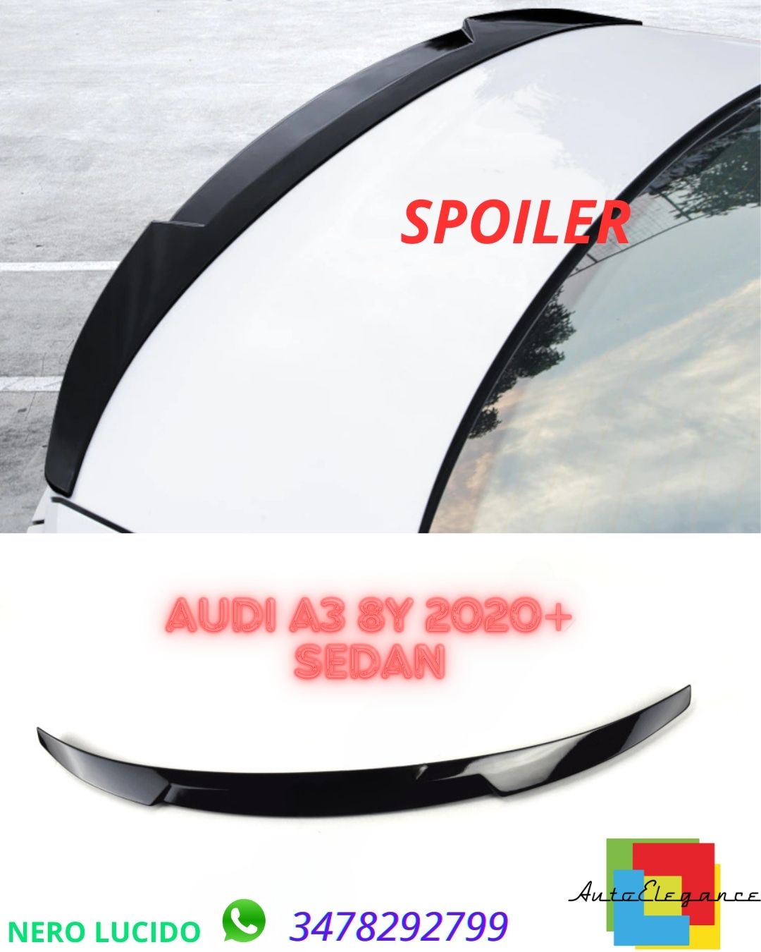 ✨SPOILER nero lucido adatto per Audi A3 8Y 2020+ Sedan✨