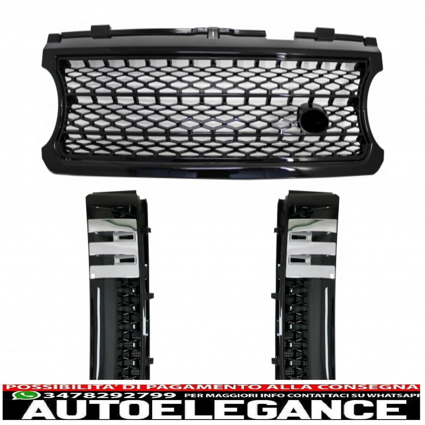 central grille with side vents suitable for land rover vogue iii l322 (2006-2009) supercharged edition autobiography black 