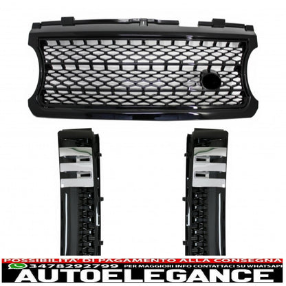 central grille with side vents suitable for land rover vogue iii l322 (2006-2009) supercharged edition autobiography black 