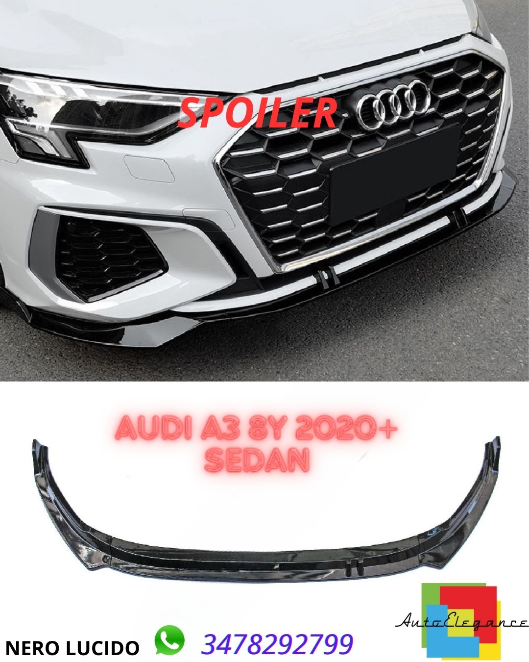 ✨Glossy black SPOILER suitable for Audi A3 8Y 2020+ Sedan✨ 