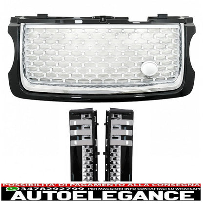 central grille and side vents group suitable for land rover vogue l322 iii (2010-2012) autobiography look black edition