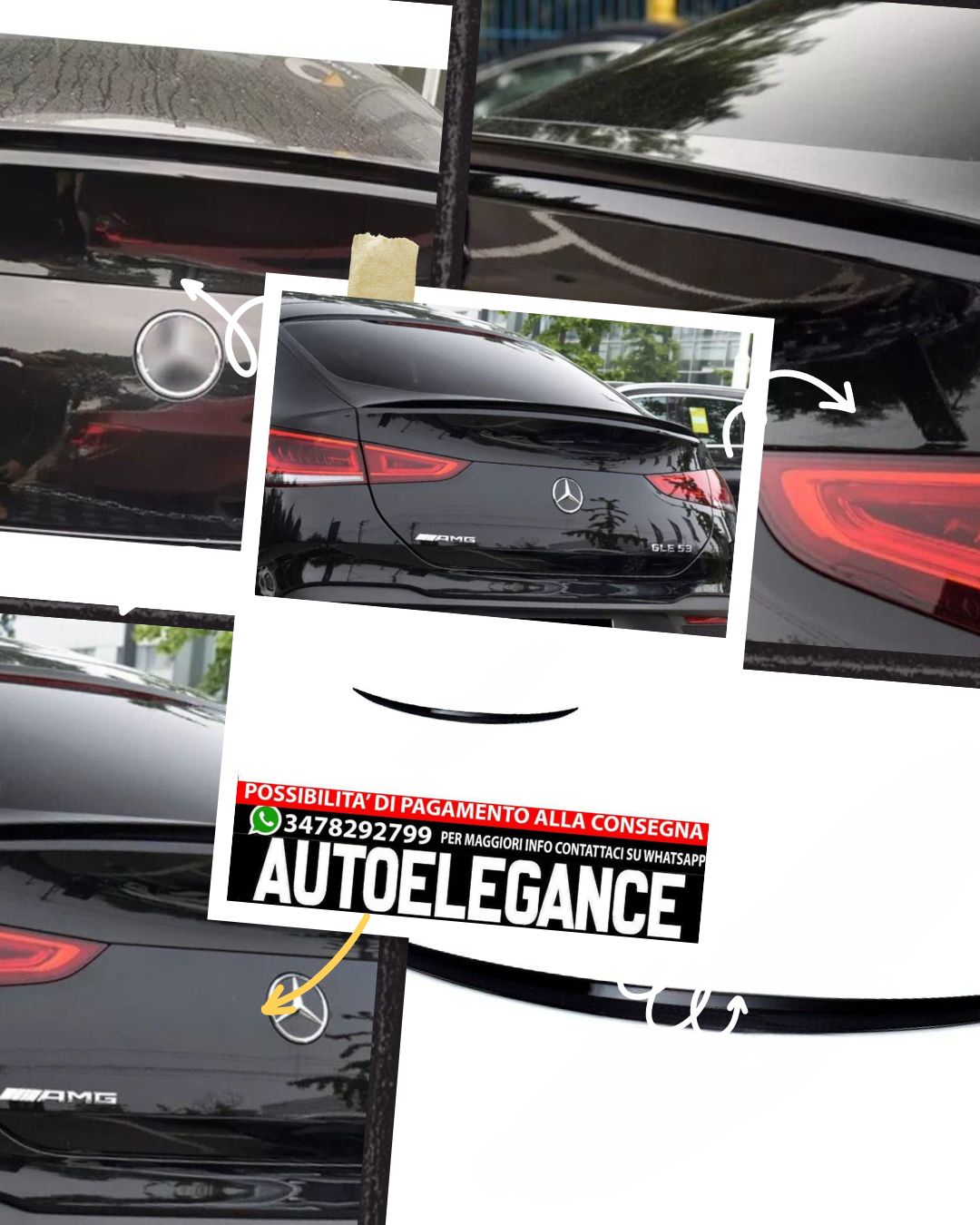 SPOILER BAULE BAULE ALA POSTERIORE nero lucido per Mercedes GLE AMG coupé C167 2019