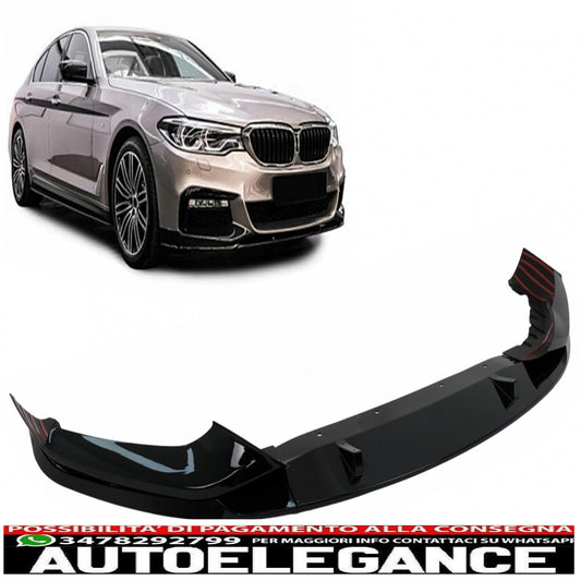 Labbro spoiler paraurti anteriore adatto per BMW Serie 5 G30 Limousine G31 Touring (2017-2019) M Sport Design Piano Black