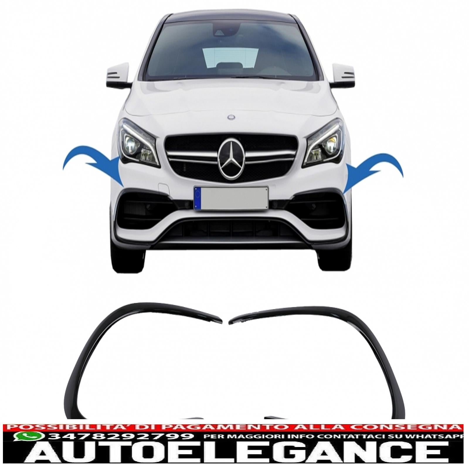 Alette paraurti anteriori alette laterali flic adatte per mercedes cla w117 c117 x117 (2016-2018) con paraurti sportivo Piano Black Edition AUTOELEGANCERICAMBI