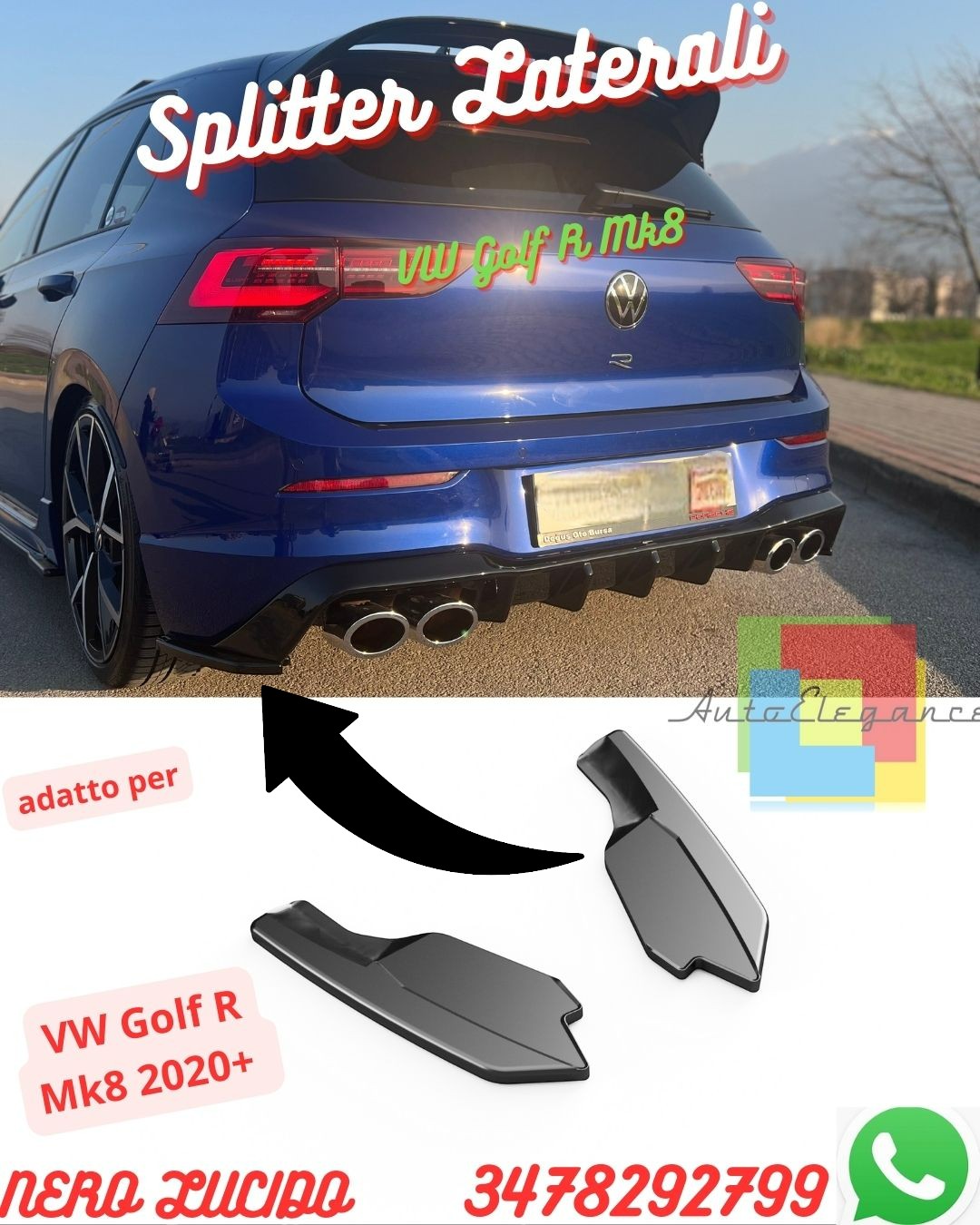 💫Splitter  PER VW Golf R Mk8 2020+  (2 PEZZI)💫