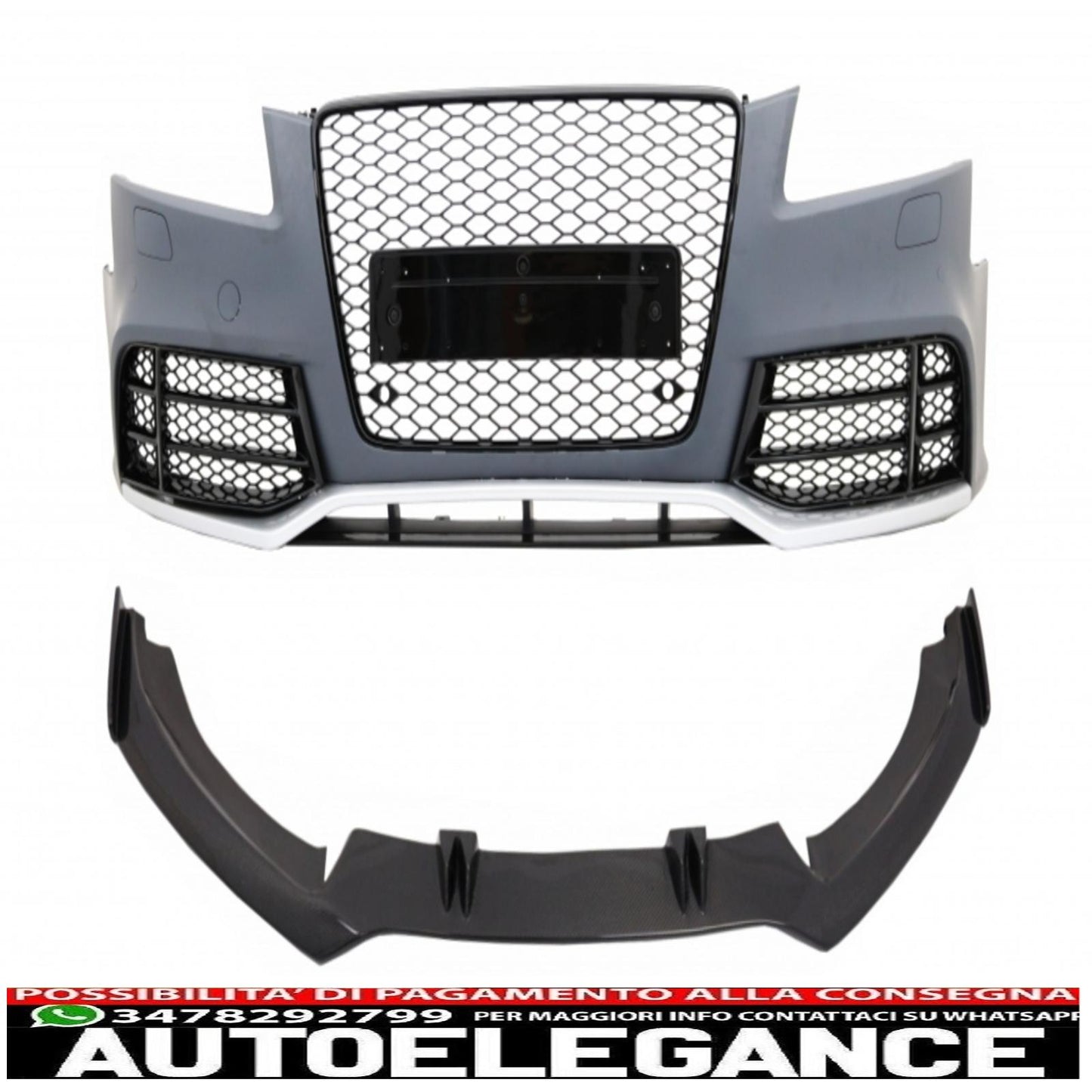 paraurti anteriore adatto per audi a5 8t pre restyling (2007-2011) con paraurti aggiuntivo spoiler labbro design rs5 vero carbonio