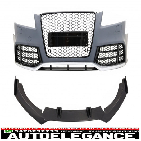 paraurti anteriore adatto per audi a5 8t pre restyling (2007-2011) con paraurti aggiuntivo spoiler labbro design rs5 vero carbonio