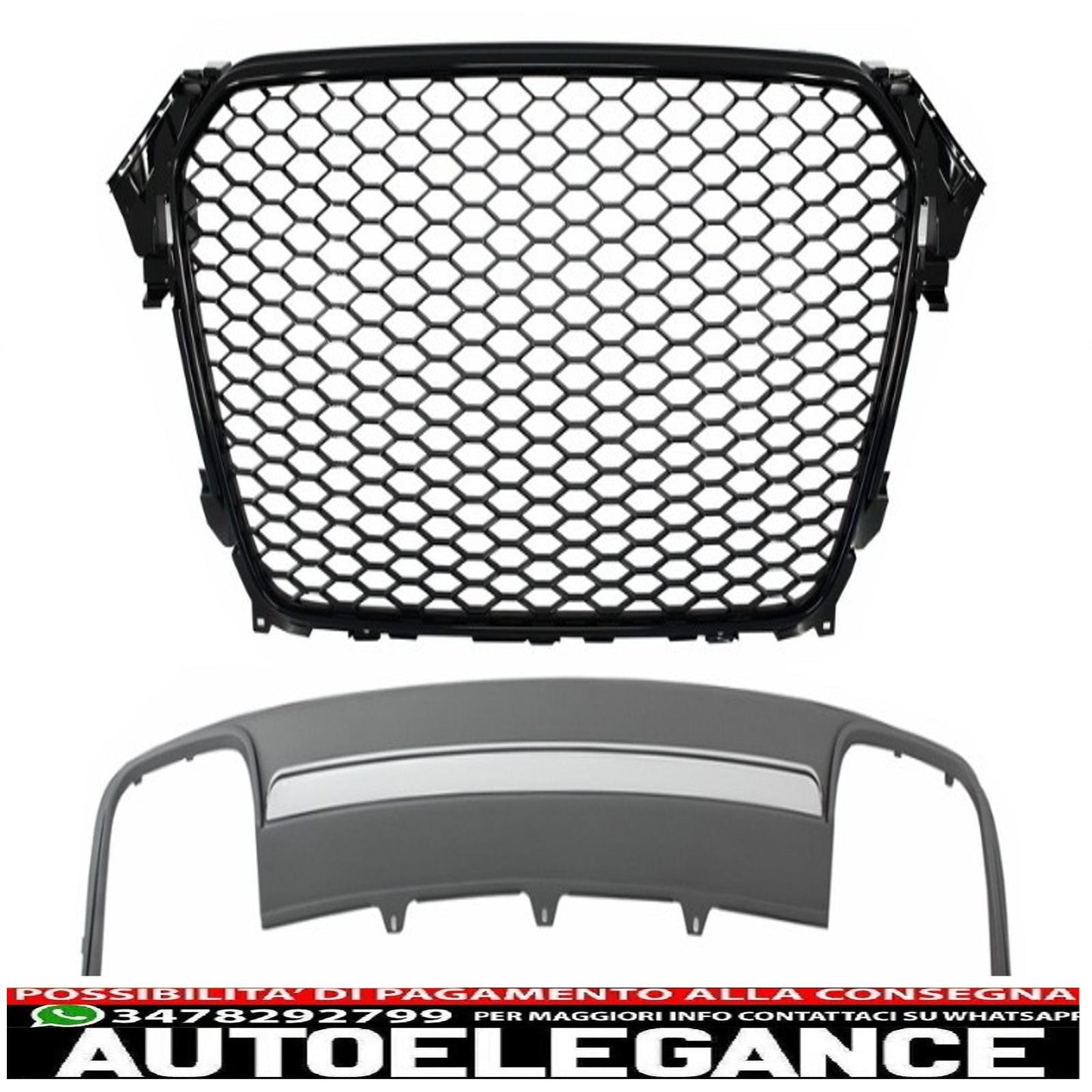 montaggio griglia centrale con paraurti posteriore mantovana diffusore d'aria adatto per audi a4 b8 facelift (2012-2015) limousine avant rs design