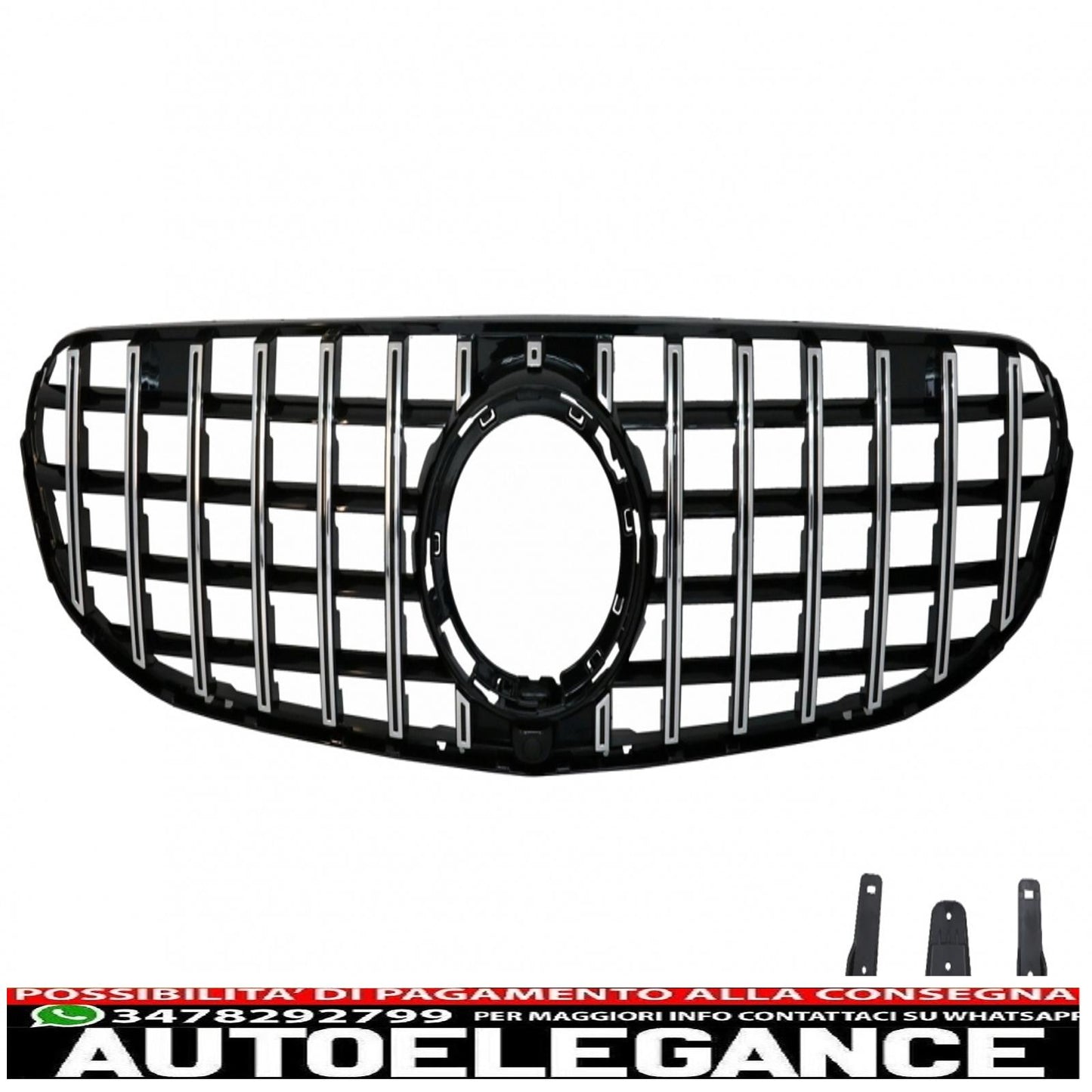 griglia anteriore centrale adatta per mercedes glc x253 c253 facelift (2020 in poi) standard e fuoristrada gtr panamericana design cromato