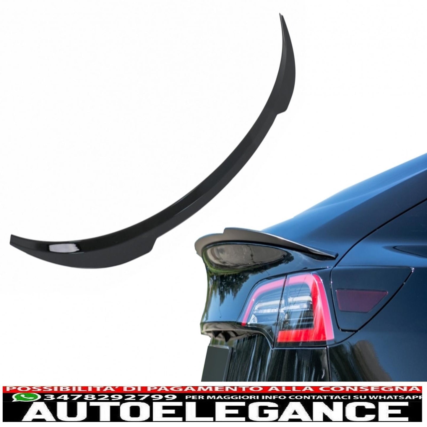 trunk spoiler suitable for tesla model 3 (2017-up) piano black 
