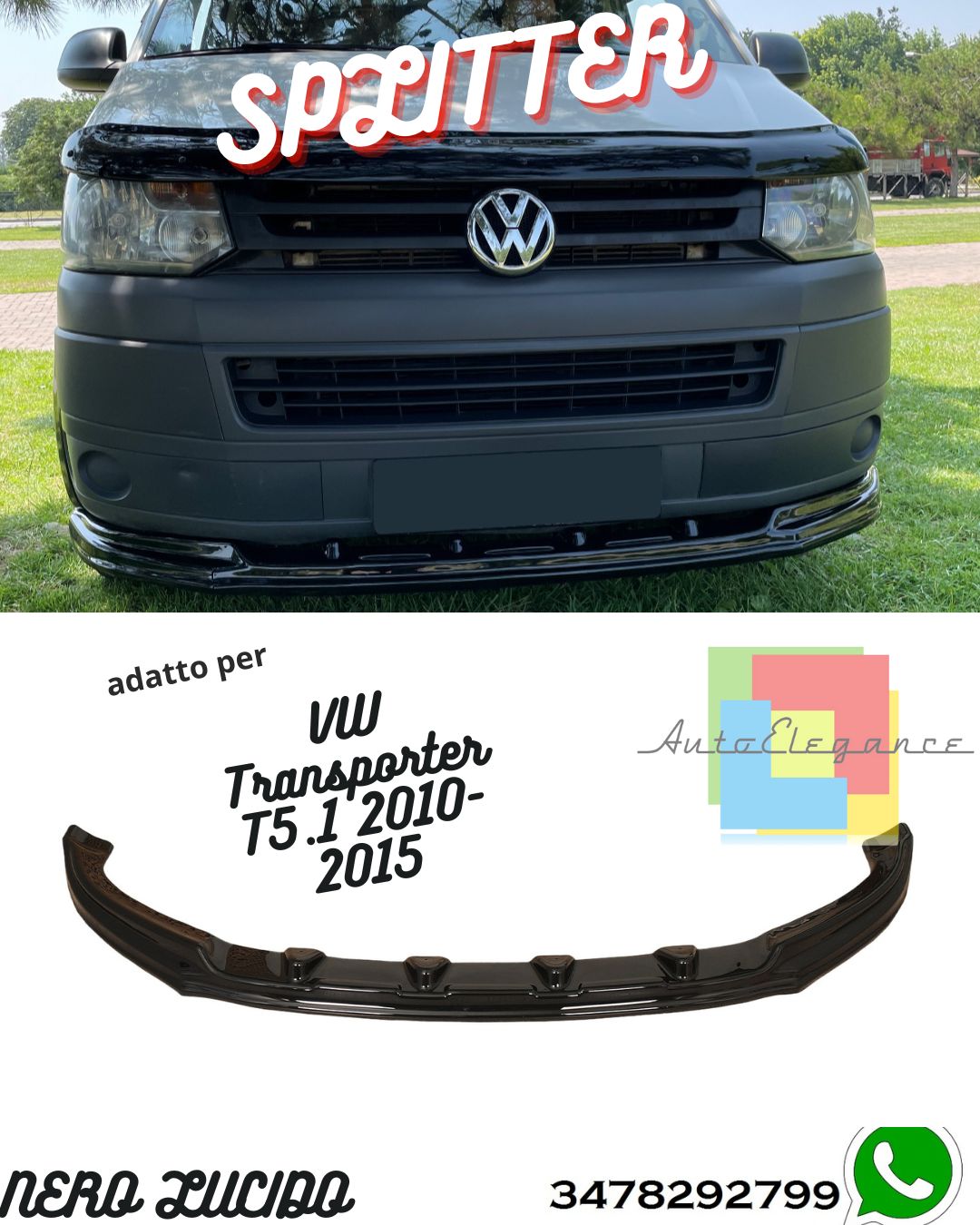 Splitter Anteriore VOLKSWAGEN Transporter T5.1 2010-2015 Con ABE TÜV