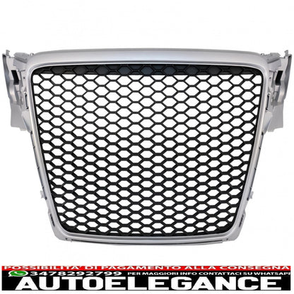 griglia anteriore senza badge adatta per audi a4 b8 (2007-2012) limousine avant rs design argento