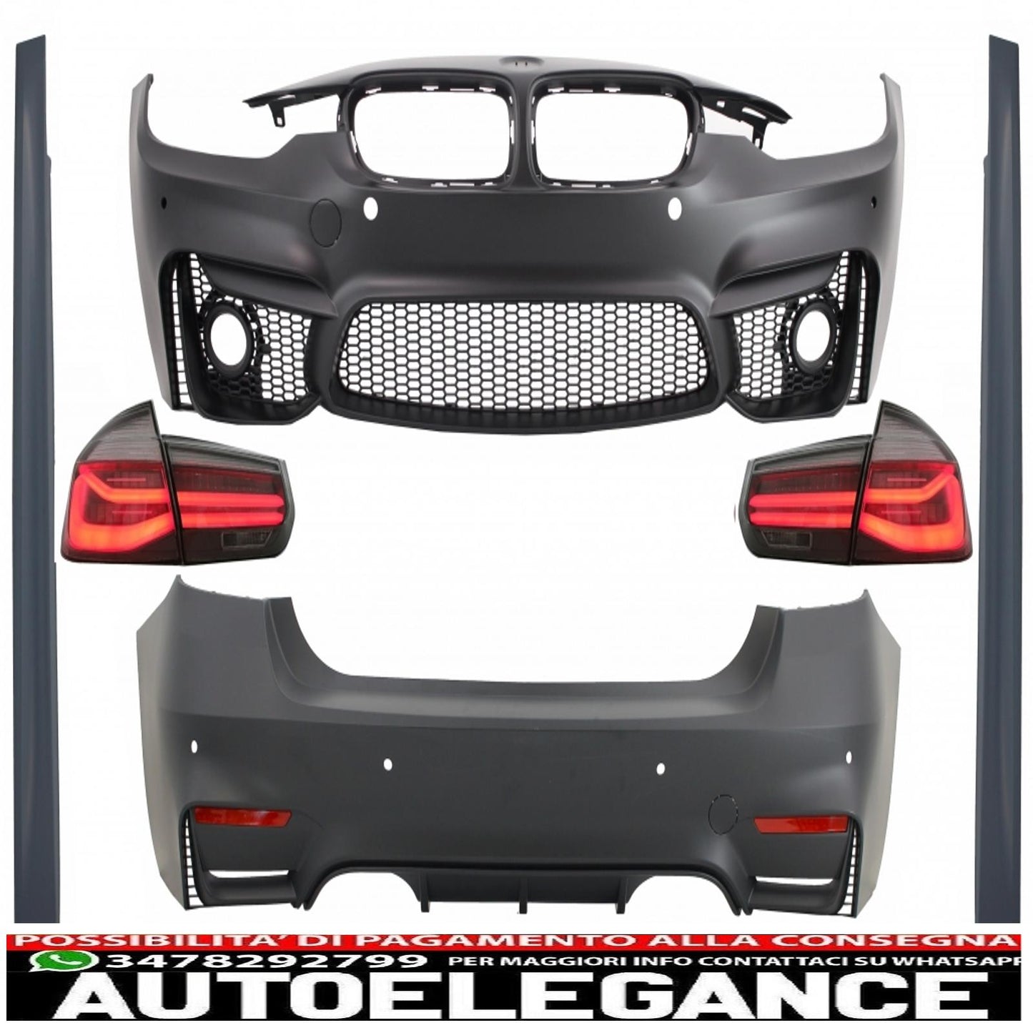 body kit suitable for bmw 3 series f30 (2011-2019) with led rear lights dynamic sequential cornering light evo ii m3 cs design
