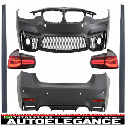 body kit suitable for bmw 3 series f30 (2011-2019) with led rear lights dynamic sequential cornering light evo ii m3 cs design