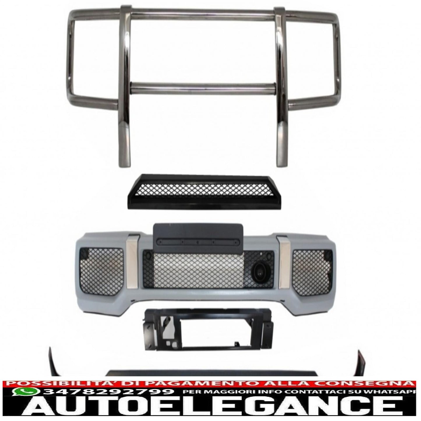 front bumper with spoiler led drl upper spoiler and bullbar suitable for mercedes g class w463 (1989-2017) design g65