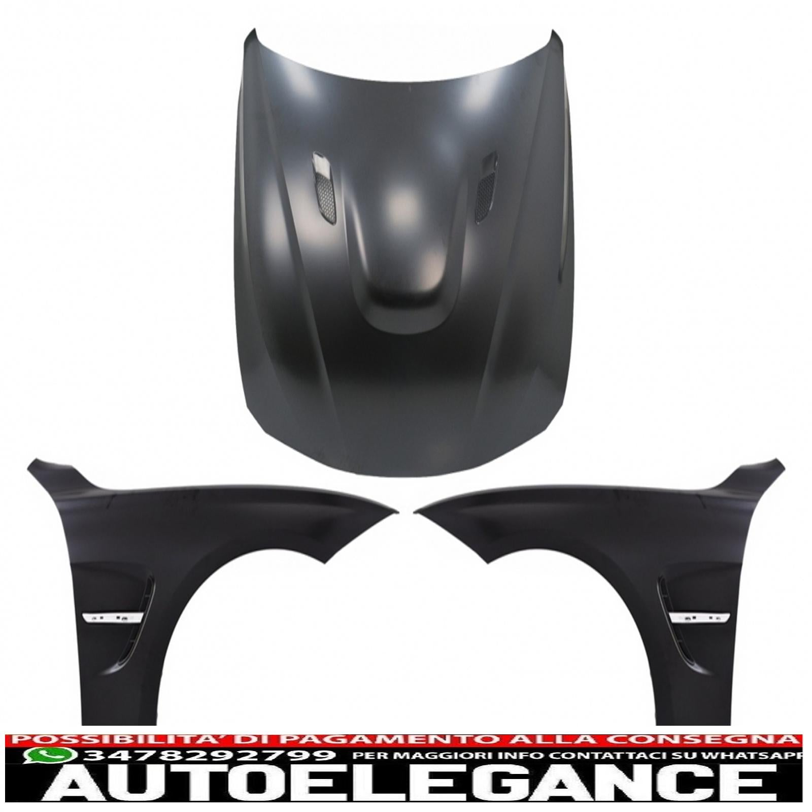 cofano cofano con parafanghi anteriori nero cromato adatto a bmw serie 3 f30 f31 (2011-2019) m3 gts look AUTOELEGANCERICAMBI