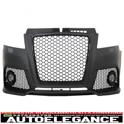 paraurti anteriore adatto per audi a3 se 8p 8pa facelift (2009-2012) design rs3 con fendinebbia