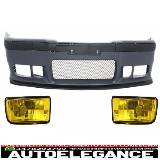 paraurti anteriore adatto per bmw 3er e36 (1992-1998) design m3 con fendinebbia gialli